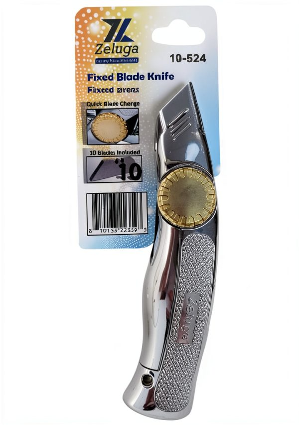 Zeluga Fixed Blade Utility Knife Aluminum Brass Heavy Duty-4