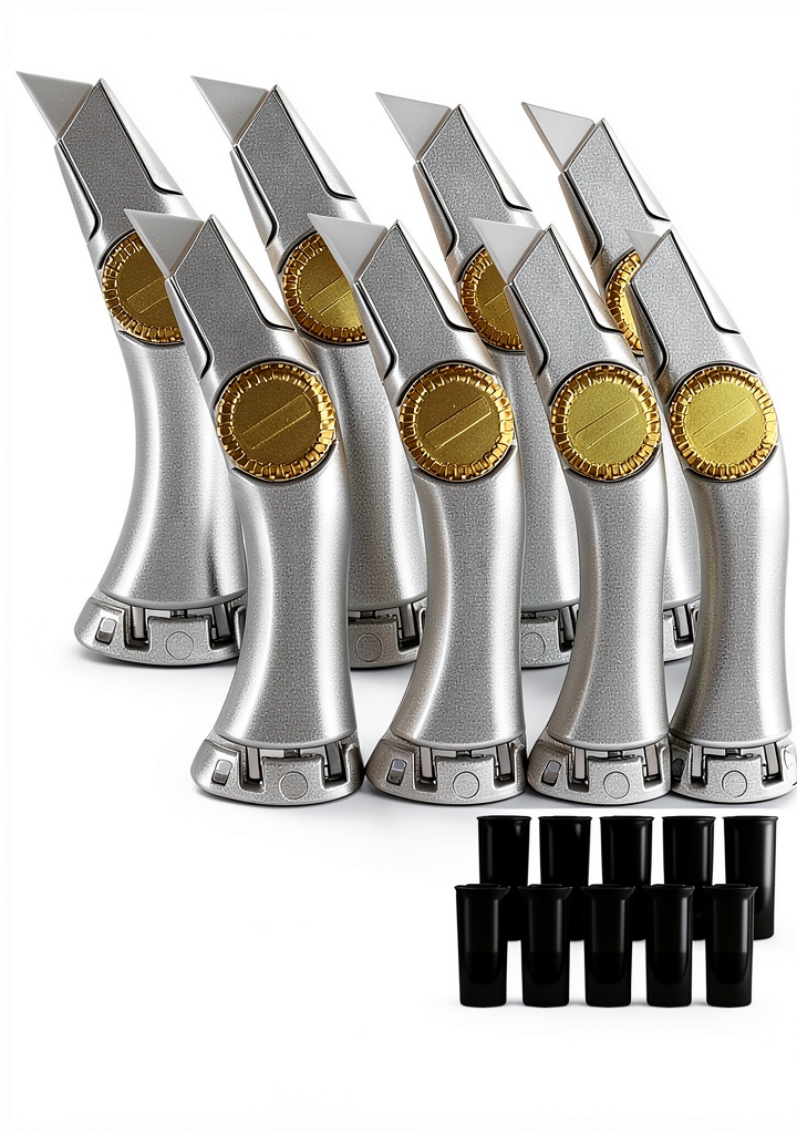 Lizenoz utility knife set displayed with blades and ergonomic handles