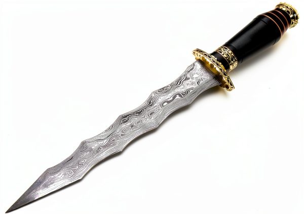 NoonKnives Wavy Dagger Damascus Steel Collectible Knife-7