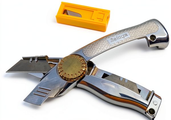 Zeluga Fixed Blade Utility Knife Aluminum Brass Heavy Duty-3