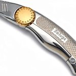 Zeluga Fixed Blade Utility Knife Aluminum Brass Heavy Duty-0