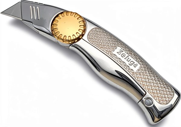 Zeluga Fixed Blade Utility Knife Aluminum Brass Heavy Duty-0