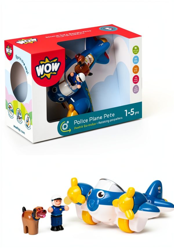 WOW Toys Battery-Free Airplane Figure Set with Pilot and Police-0