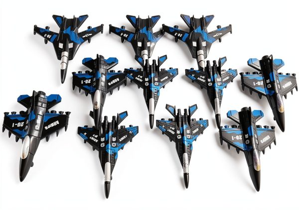 Toy Essentials Military Fighter Jet Set 12 Pack Camouflage Pull Back-0