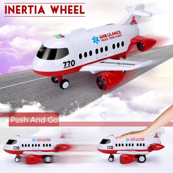 Airplane Toy 15 Inch Ambulance Plane with Light Sound by Acksonse-4