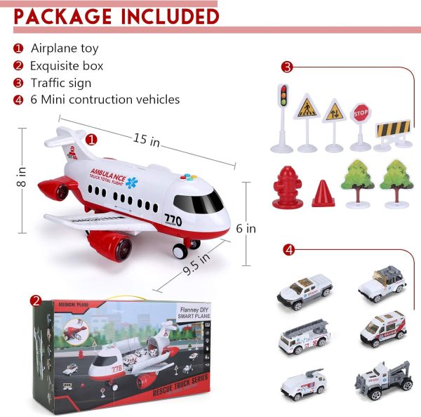 Airplane Toy 15 Inch Ambulance Plane with Light Sound by Acksonse-6