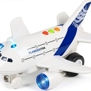 Airplane Toys for Toddlers,Friction Powered Toy Plane for Kids,1:200 Scale Aircraft with Flashing Lights and Sounds for Boys & Girls,Toy Vehicles-0