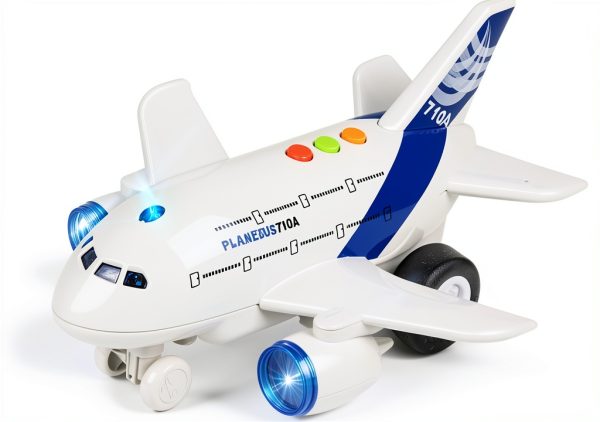 Airplane Toys for Toddlers,Friction Powered Toy Plane for Kids,1:200 Scale Aircraft with Flashing Lights and Sounds for Boys & Girls,Toy Vehicles-0