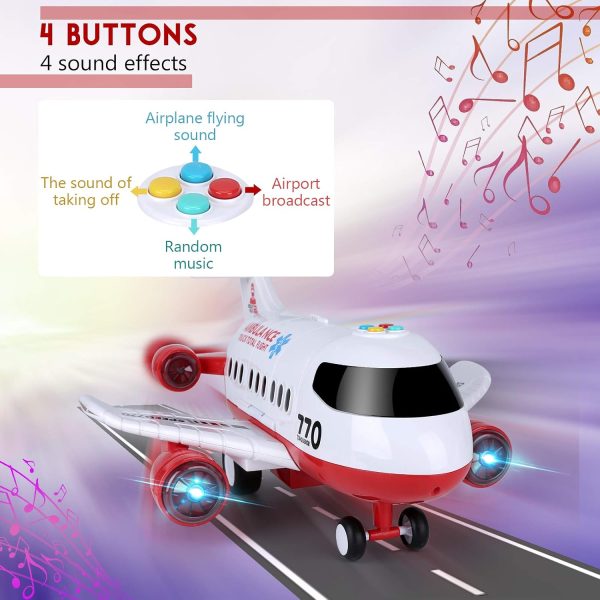Airplane Toy 15 Inch Ambulance Plane with Light Sound by Acksonse-3