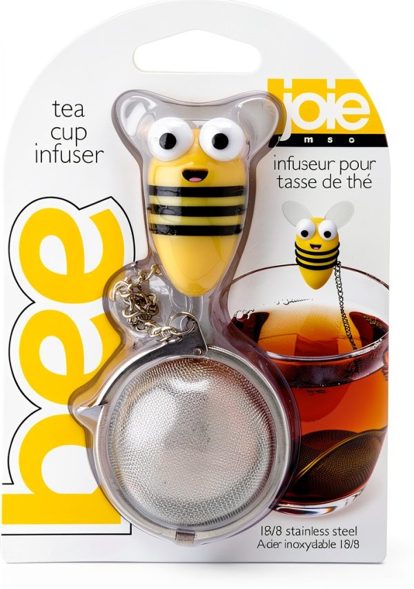 Joie Bumble Bee Tea Ball Infuser, Steep and Strain Loose Leaf Tea, Securely Sits on Side of Mug, Cute Bee Design, Stainless Steel, BPA-Free-1